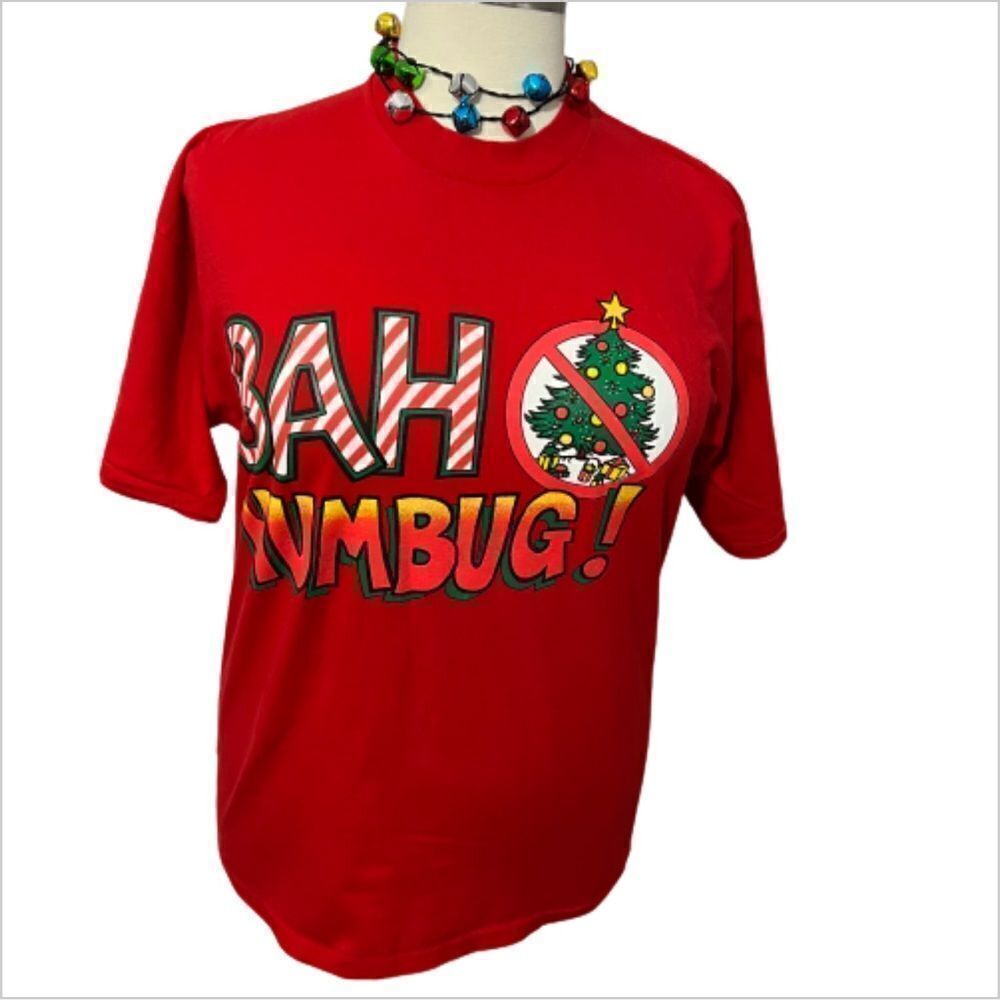 Vintage‎ 80's  Unisex "BAH HUMBUG!" Ugly T-Shirt  - XL